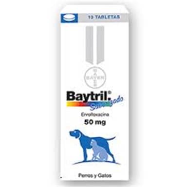 BAYTRIL 50 mg PERROS & GATOS * TABLETA