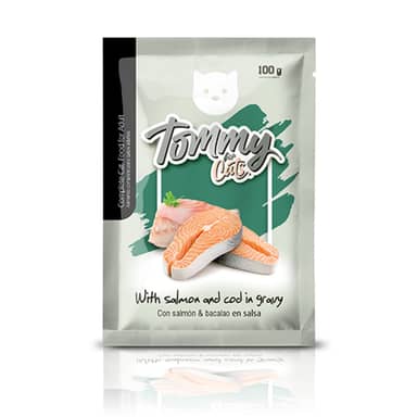 POUCH TOMMY GATO SALMON&BACALAO*100 gr