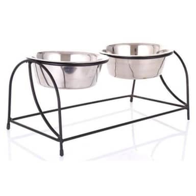 COMEDERO DOBLE ALTO CON BASE METALICO